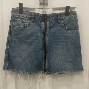 Free People We The Free Blue Zip it Up Denim Mini Skirt Size 27